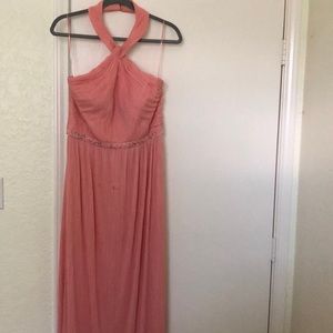 Coral halter long dress